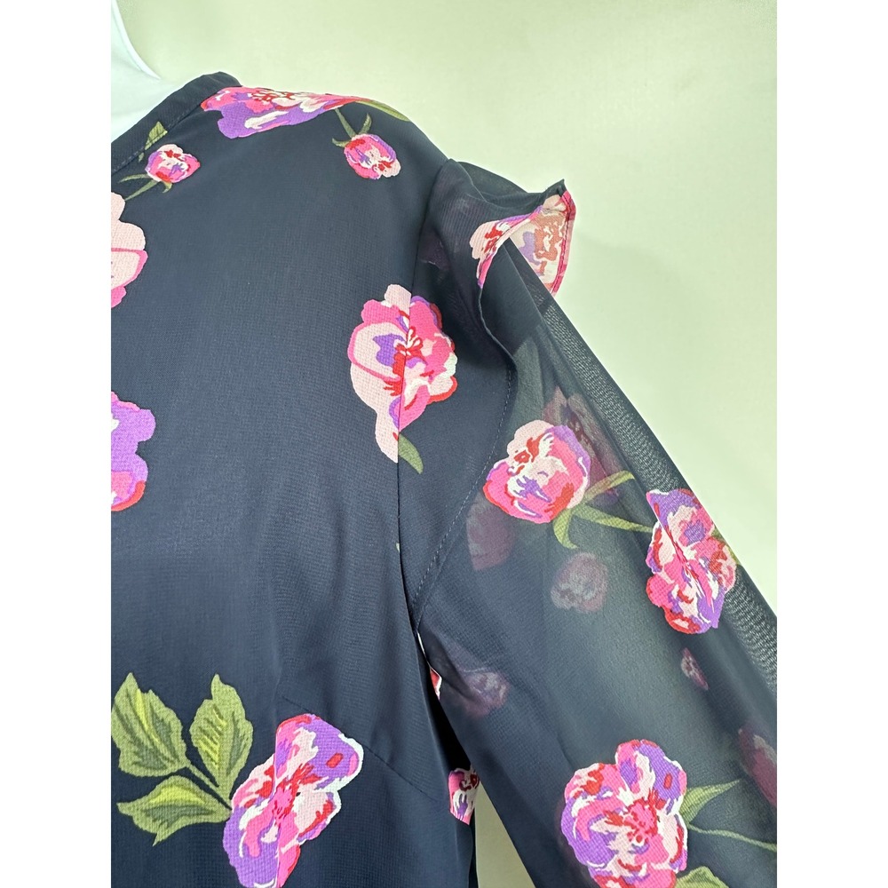 Maison Jules Navy Floral Dress Flowy Smocked Romantic Boho Chic Travel Large NWT - Picture 9 of 16